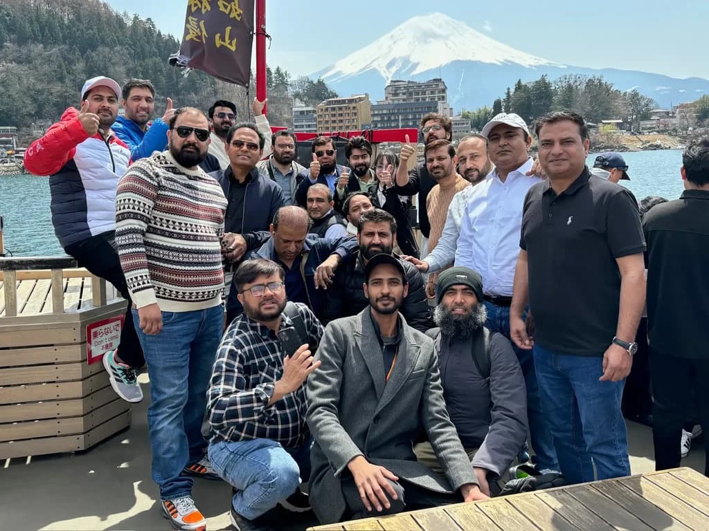 An IBEX group at Mount Fuji, from Lake Kawaguchi
