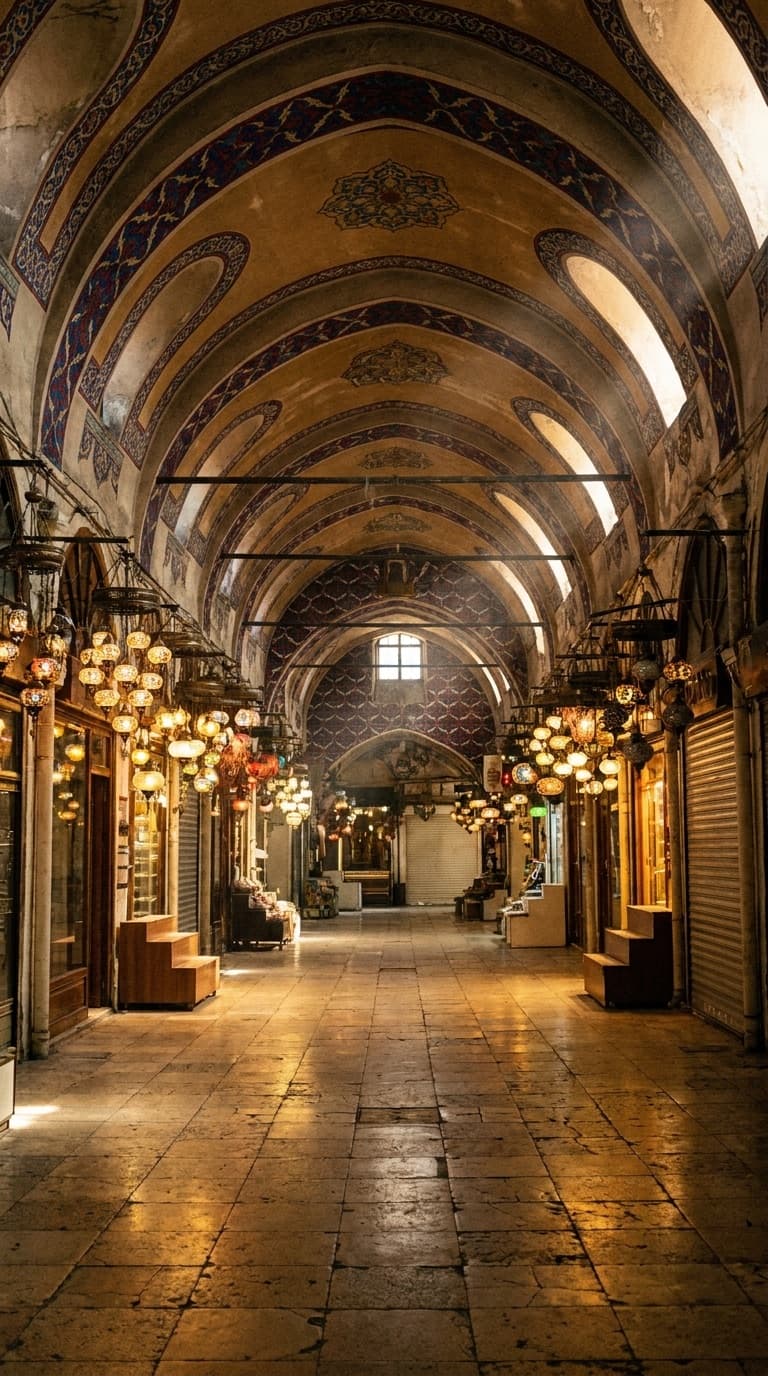 A vaulted lane inside the Grand Bazaar in Istanbul